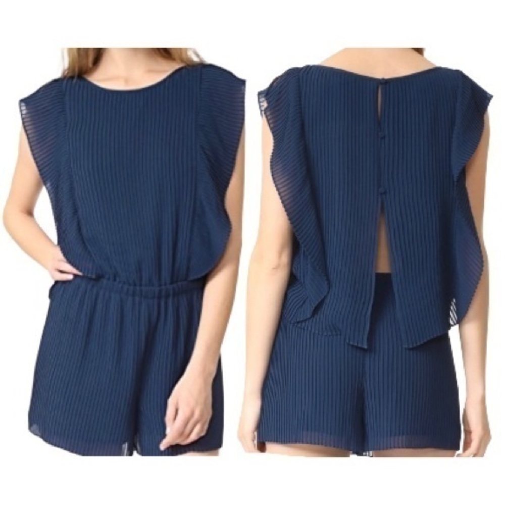 Club Monaco Blue Pleated Jonet Romper 4